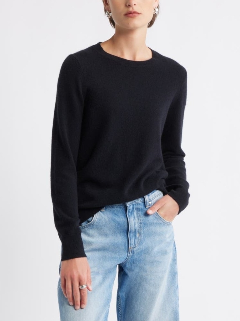Brooks Brothers Women's Black 100% Merino Wool Crewneck Pullover Sweater M